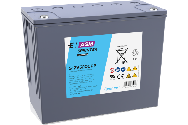 exide;sprinter,s12v5200pp,eurobat,vrla,akü,battery